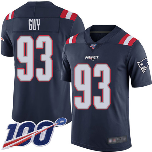 New England Patriots Football 93 100th Season Rush Limited Navy Blue Men Lawrence Guy NFL Jersey